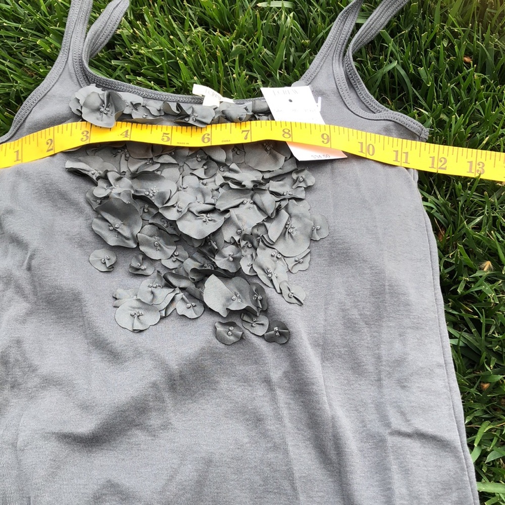 NWT J. Crew Gray Cotton/Silk Floral Appliqué Tank - Picture 8 of 11